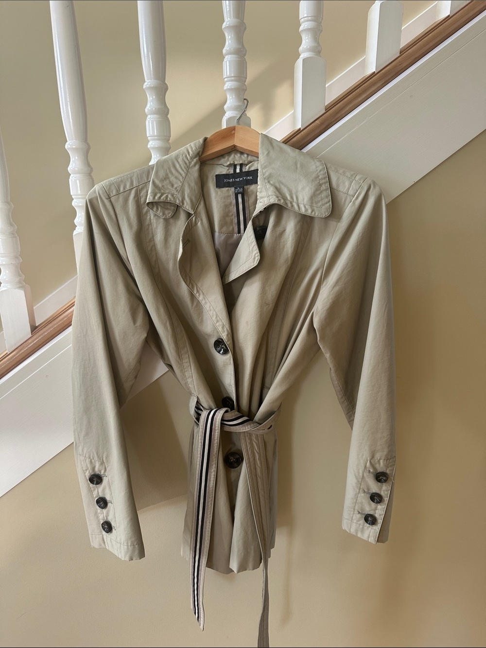 Jones New York Tan Belted Trench Coat